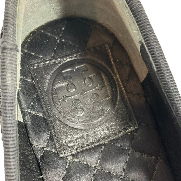Tory Burch Shoes Womens Sz 6.5 Blk Chandra Loafer Satin + Fabric Lace Flat - Picture 10 of 16